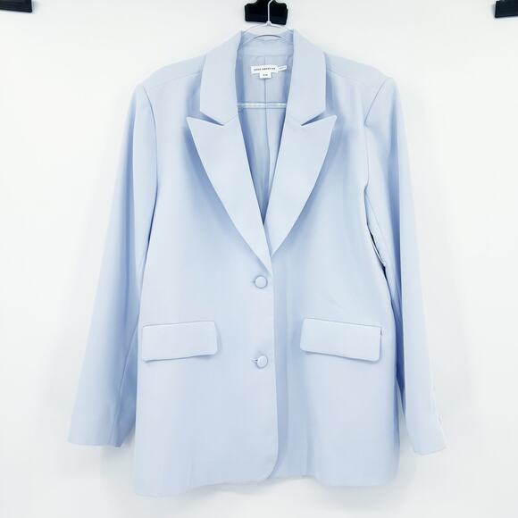 NWT Good American Luxe Suiting Boyfriend Blazer Light Blue Womens Size S/M - Picture 3 of 13